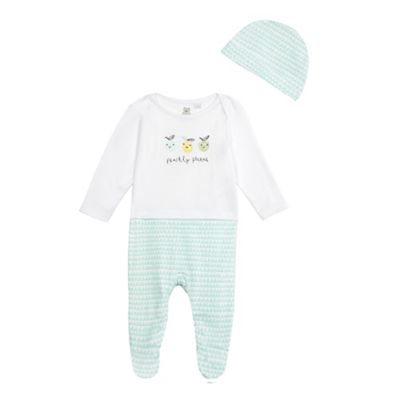 Baby boys' white and green lemons print sleepsuit